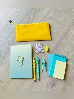 NEW📚 Handcrafted Stationery Set w/ SCL Palm Tree Patched Journal & More!
